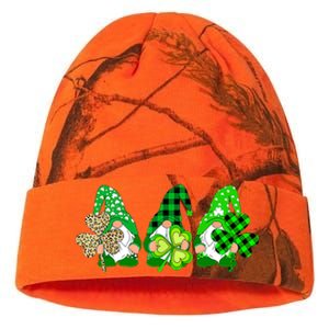 Three Gnomes Holding Shamrock Plaid Leopard St Patrick's Day Kati Licensed 12" Camo Beanie