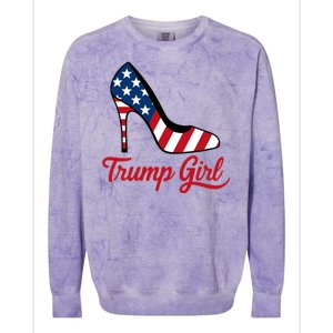 Trump Girl High Heels Stilettos American Flag Trump 2024 Patriotic Fashion Colorblast Crewneck Sweatshirt