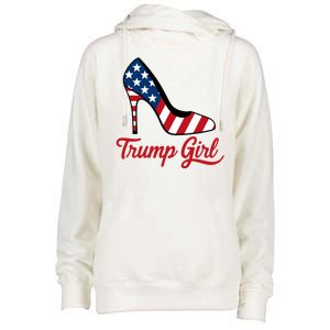 Trump Girl High Heels Stilettos American Flag Trump 2024 Patriotic Fashion Womens Funnel Neck Pullover Hood