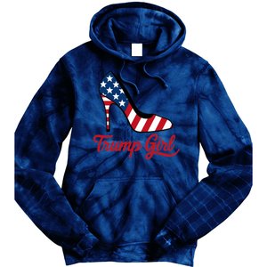 Trump Girl High Heels Stilettos American Flag Trump 2024 Patriotic Fashion Tie Dye Hoodie