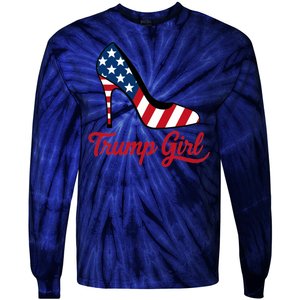 Trump Girl High Heels Stilettos American Flag Trump 2024 Patriotic Fashion Tie-Dye Long Sleeve Shirt