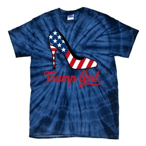 Trump Girl High Heels Stilettos American Flag Trump 2024 Patriotic Fashion Tie-Dye T-Shirt