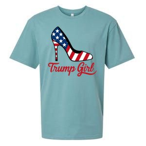 Trump Girl High Heels Stilettos American Flag Trump 2024 Patriotic Fashion Sueded Cloud Jersey T-Shirt