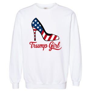 Trump Girl High Heels Stilettos American Flag Trump 2024 Patriotic Fashion Garment-Dyed Sweatshirt