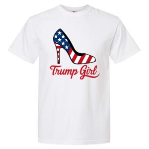 Trump Girl High Heels Stilettos American Flag Trump 2024 Patriotic Fashion Garment-Dyed Heavyweight T-Shirt