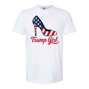 Trump Girl High Heels Stilettos American Flag Trump 2024 Patriotic Fashion Softstyle CVC T-Shirt