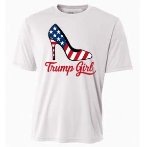 Trump Girl High Heels Stilettos American Flag Trump 2024 Patriotic Fashion Cooling Performance Crew T-Shirt