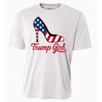 Trump Girl High Heels Stilettos American Flag Trump 2024 Patriotic Fashion Cooling Performance Crew T-Shirt