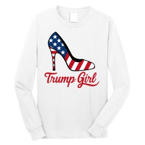 Trump Girl High Heels Stilettos American Flag Trump 2024 Patriotic Fashion Long Sleeve Shirt