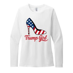 Trump Girl High Heels Stilettos American Flag Trump 2024 Patriotic Fashion Womens CVC Long Sleeve Shirt