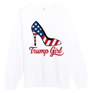 Trump Girl High Heels Stilettos American Flag Trump 2024 Patriotic Fashion Premium Crewneck Sweatshirt