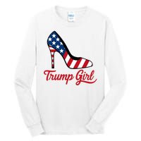 Trump Girl High Heels Stilettos American Flag Trump 2024 Patriotic Fashion Tall Long Sleeve T-Shirt