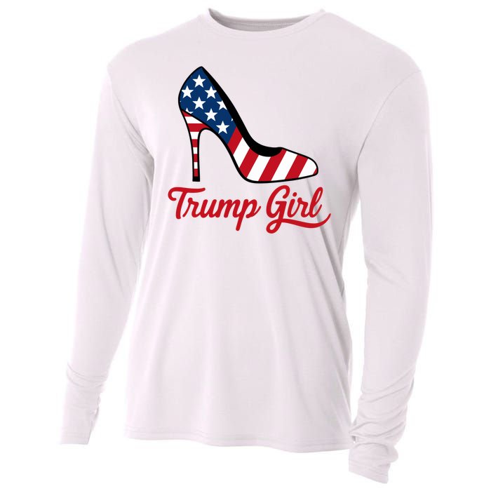 Trump Girl High Heels Stilettos American Flag Trump 2024 Patriotic Fashion Cooling Performance Long Sleeve Crew