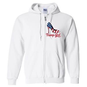 Trump Girl High Heels Stilettos American Flag Trump 2024 Patriotic Fashion Full Zip Hoodie