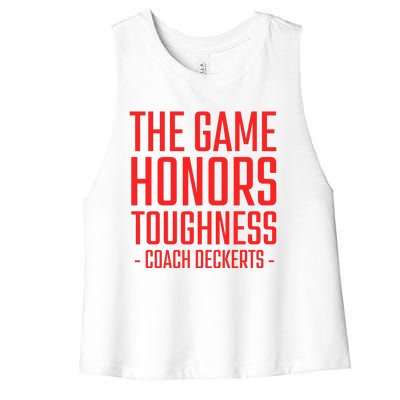 The Game Honors Toughness Coach Deckerts Women's Racerback Cropped Tank