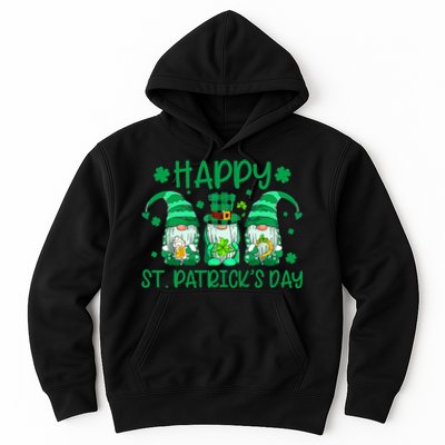 Three Gnomes Holding Shamrock Leopard Plaid St Patrick's Day Hoodie