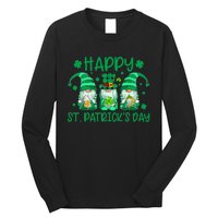 Three Gnomes Holding Shamrock Leopard Plaid St Patrick's Day Long Sleeve Shirt