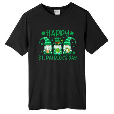 Three Gnomes Holding Shamrock Leopard Plaid St Patrick's Day Tall Fusion ChromaSoft Performance T-Shirt