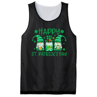 Three Gnomes Holding Shamrock Leopard Plaid St Patrick's Day Mesh Reversible Basketball Jersey Tank