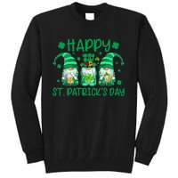 Three Gnomes Holding Shamrock Leopard Plaid St Patrick's Day Tall Sweatshirt