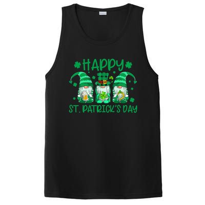 Three Gnomes Holding Shamrock Leopard Plaid St Patrick's Day PosiCharge Competitor Tank