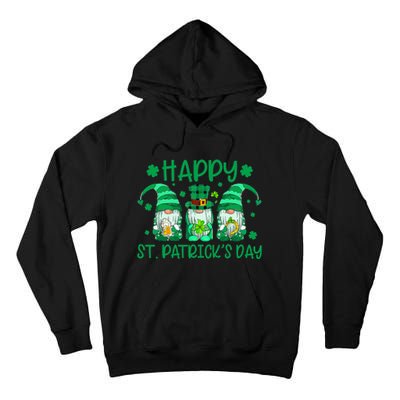 Three Gnomes Holding Shamrock Leopard Plaid St Patrick's Day Tall Hoodie