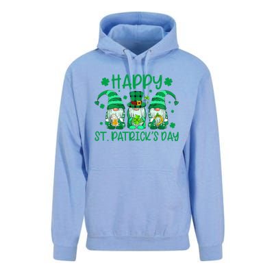 Three Gnomes Holding Shamrock Leopard Plaid St Patrick's Day Unisex Surf Hoodie