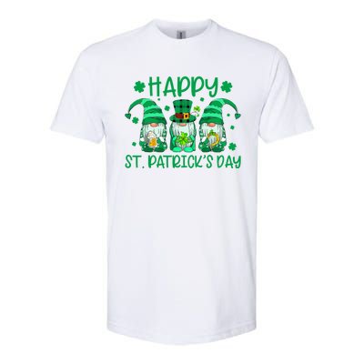 Three Gnomes Holding Shamrock Leopard Plaid St Patrick's Day Softstyle CVC T-Shirt