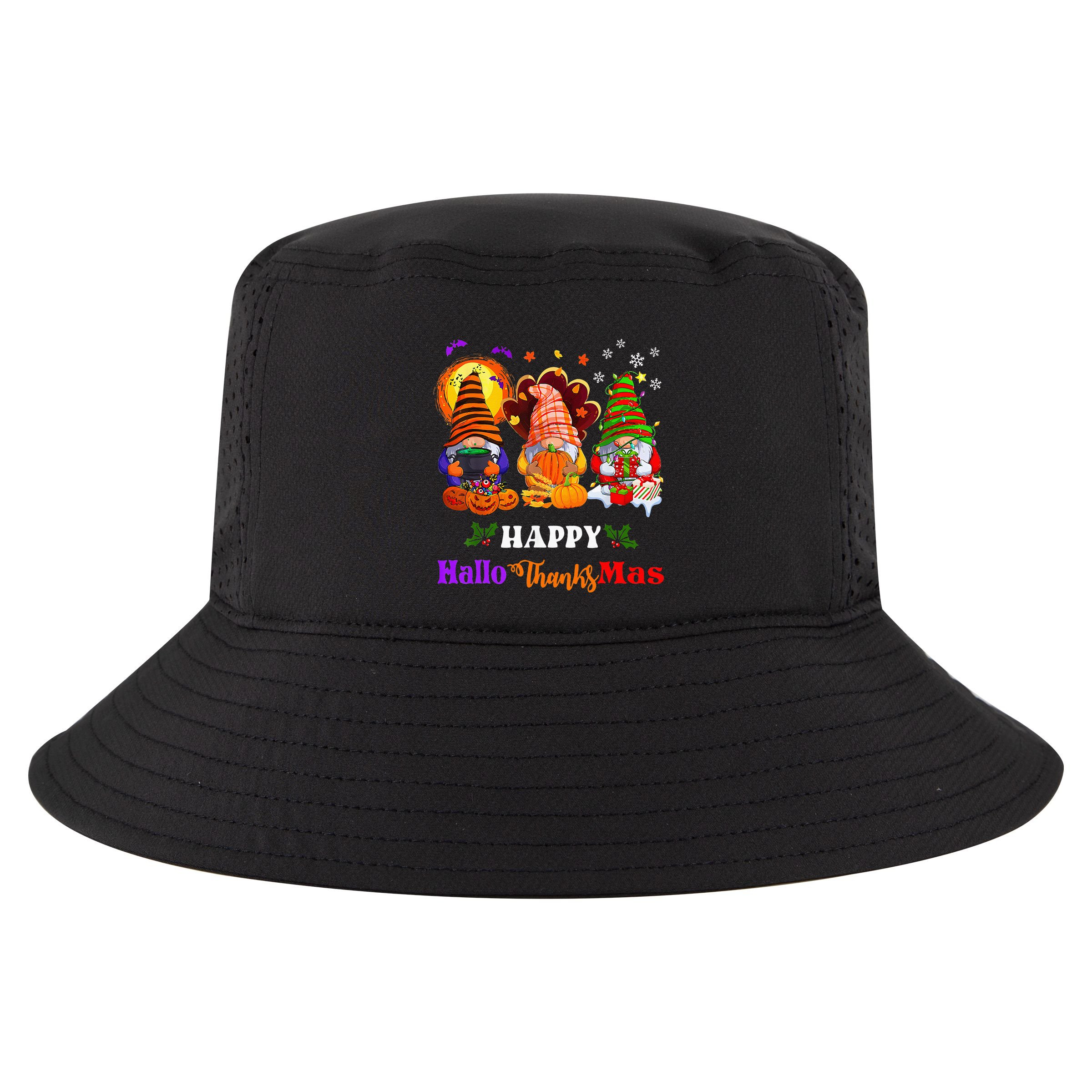 Three Gnomes Halloween Merry Christmas Happy Hallothanksmas Cool Comfort Performance Bucket Hat