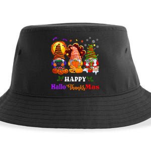 Three Gnomes Halloween Merry Christmas Happy Hallothanksmas Sustainable Bucket Hat