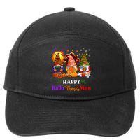 Three Gnomes Halloween Merry Christmas Happy Hallothanksmas 7-Panel Snapback Hat