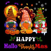 Three Gnomes Halloween Merry Christmas Happy Hallothanksmas 16 in Basic Backpack
