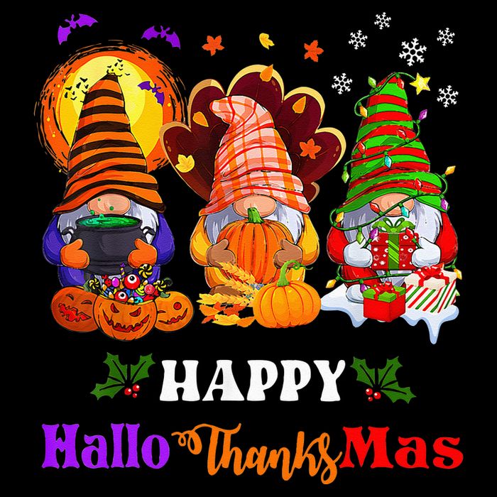 Three Gnomes Halloween Merry Christmas Happy Hallothanksmas 16 in Basic Backpack
