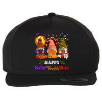 Three Gnomes Halloween Merry Christmas Happy Hallothanksmas Wool Snapback Cap