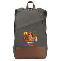 Three Gnomes Halloween Merry Christmas Happy Hallothanksmas Cotton Canvas Backpack