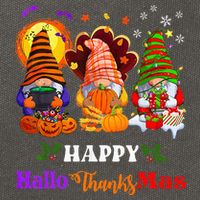 Three Gnomes Halloween Merry Christmas Happy Hallothanksmas Cotton Canvas Backpack