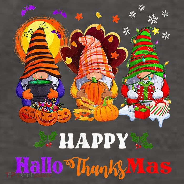 Three Gnomes Halloween Merry Christmas Happy Hallothanksmas Vector Backpack