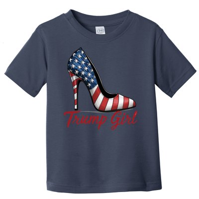 Trump Girl High Heels Stilettos American Flag Trump 2024 Election Season Attire Toddler T-Shirt