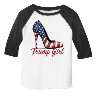 Trump Girl High Heels Stilettos American Flag Trump 2024 Election Season Attire Toddler Fine Jersey T-Shirt