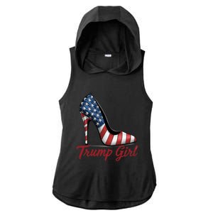 Trump Girl High Heel Stilettos American Flag Trump 2024 Ladies PosiCharge Tri-Blend Wicking Draft Hoodie Tank