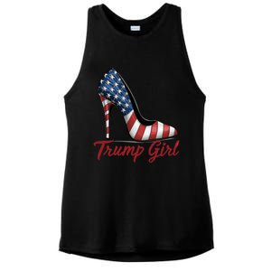 Trump Girl High Heel Stilettos American Flag Trump 2024 Ladies PosiCharge Tri-Blend Wicking Tank