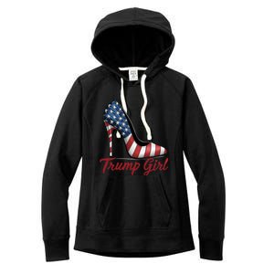 Trump Girl High Heel Stilettos American Flag Trump 2024 Women's Fleece Hoodie