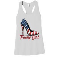 Trump Girl High Heel Stilettos American Flag Trump 2024 Women's Racerback Tank