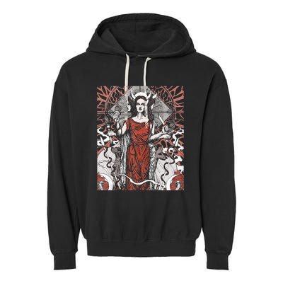 The Goddess Hecate Tarot Card Triple Wiccan Pagan Moon Witch Garment-Dyed Fleece Hoodie