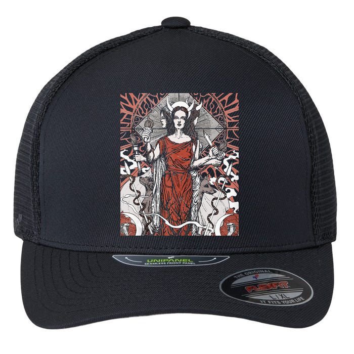 The Goddess Hecate Tarot Card Triple Wiccan Pagan Moon Witch Flexfit Unipanel Trucker Cap