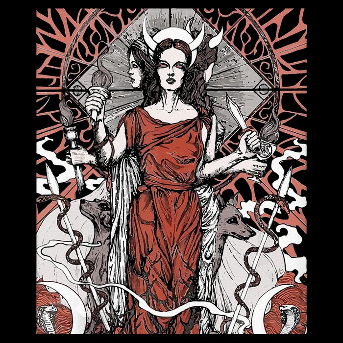 The Goddess Hecate Tarot Card Triple Wiccan Pagan Moon Witch Flexfit Unipanel Trucker Cap