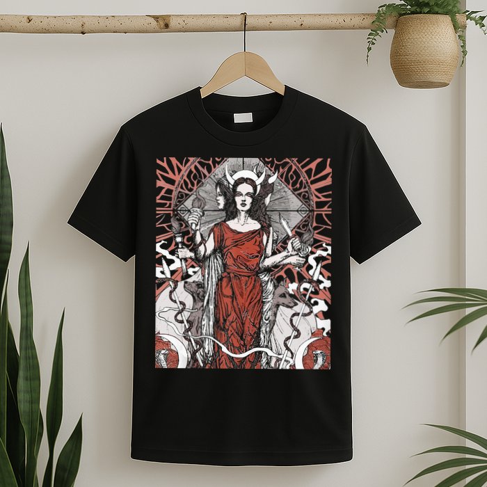 The Goddess Hecate Tarot Card Triple Wiccan Pagan Moon Witch T-Shirt