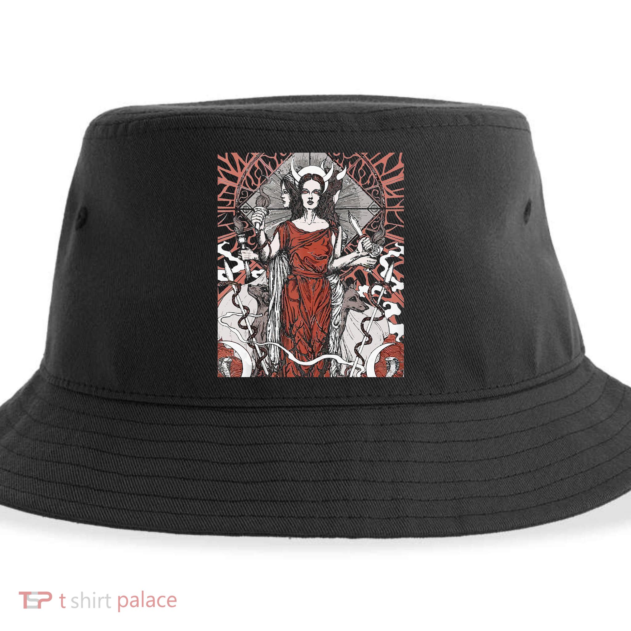 The Goddess Hecate Tarot Card Triple Wiccan Pagan Moon Witch Sustainable Bucket Hat