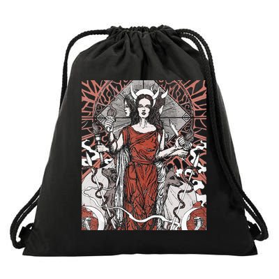 The Goddess Hecate Tarot Card Triple Wiccan Pagan Moon Witch Drawstring Bag