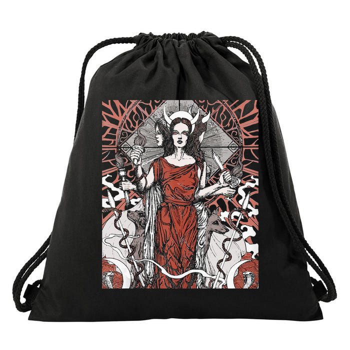 The Goddess Hecate Tarot Card Triple Wiccan Pagan Moon Witch Drawstring Bag